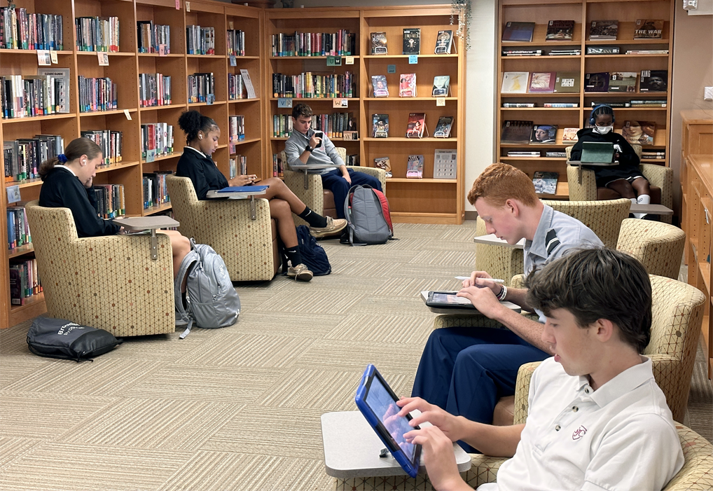 students learning at Fitzpatrick Library