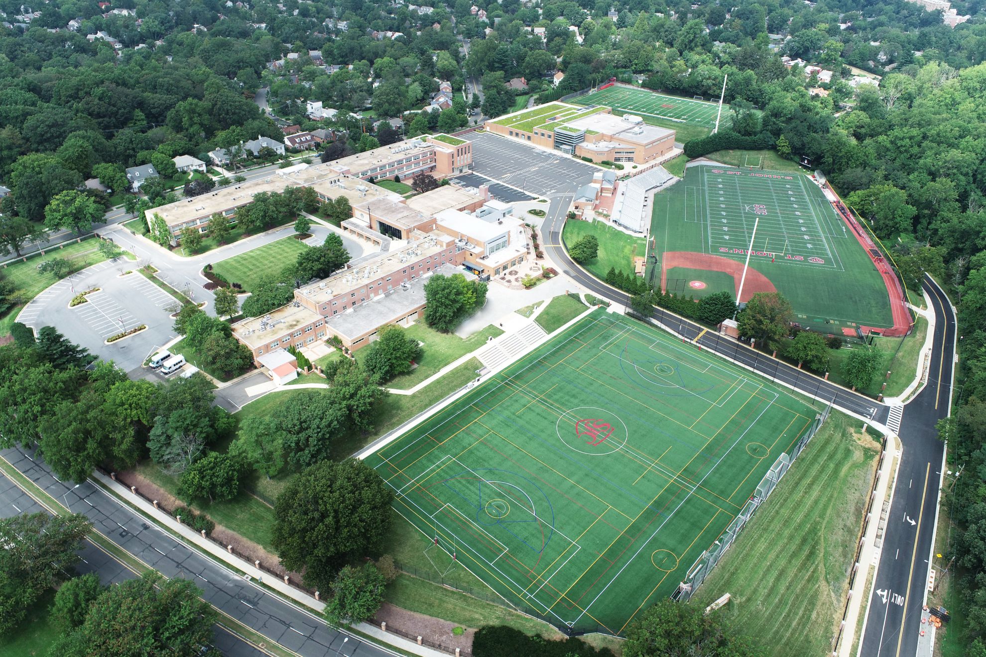 Aerial view of athletics fields